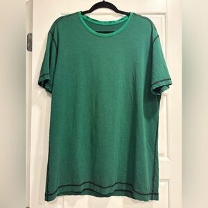 Lululemon Green Striped Short Sleeve Crew Neck Athletic Tee Mens XL Gym Train